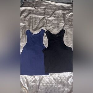 Set of Two Sleeveless Tops - Black and Blue